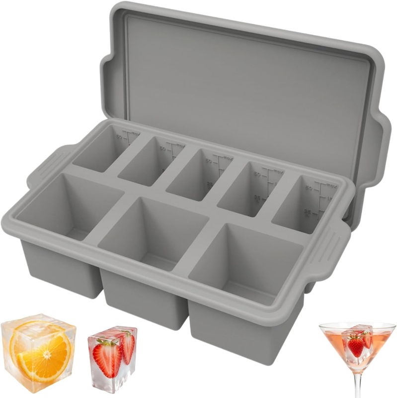 Large Ice Cube Tray for Whiskey with Reinforced Steel Frame and Lid,Easy to Rele