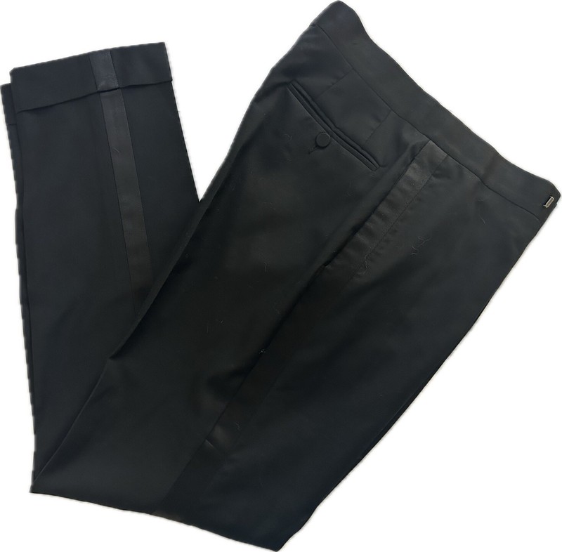GUCCI Black Wool FLAT FRONT Cocktail Tuxedo Trousers Pants