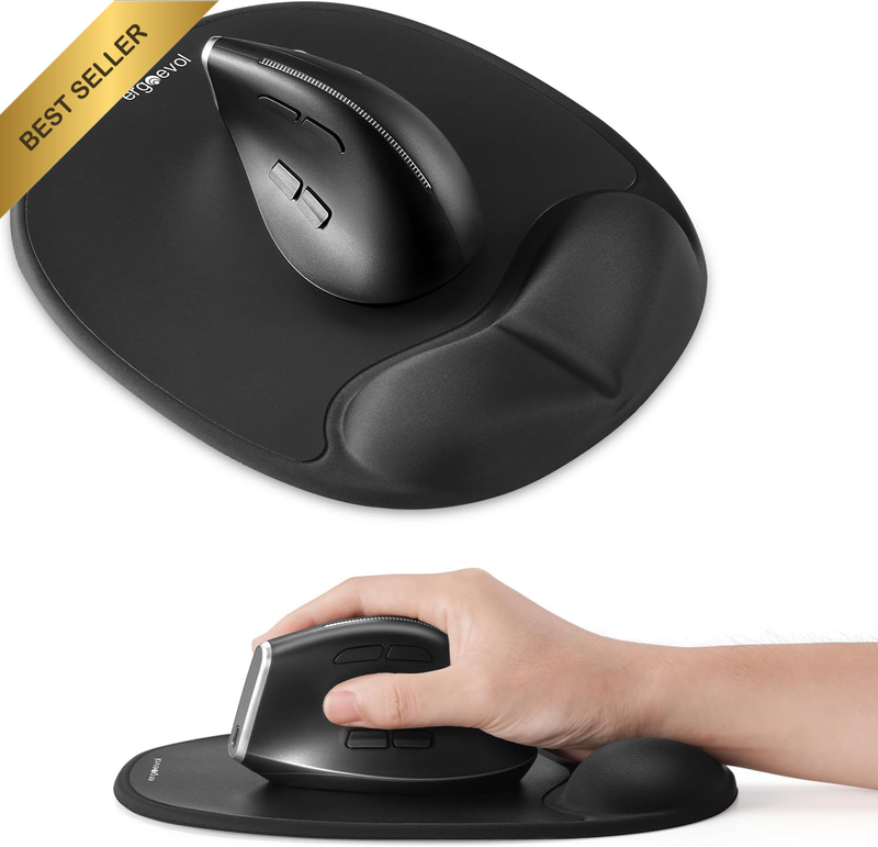 Ergonomic Mouse Pad Lycra Memory Foam Wrist Rest Non-Slip Office Black