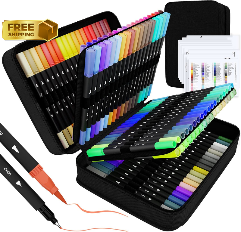 Artist Fineliner Brush Tip Pens Premium Coloring