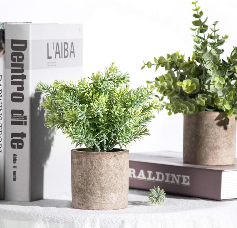 3 Pack Mini Potted Fake Plants Artificial Plastic Eucalyptus Plants for Home Off