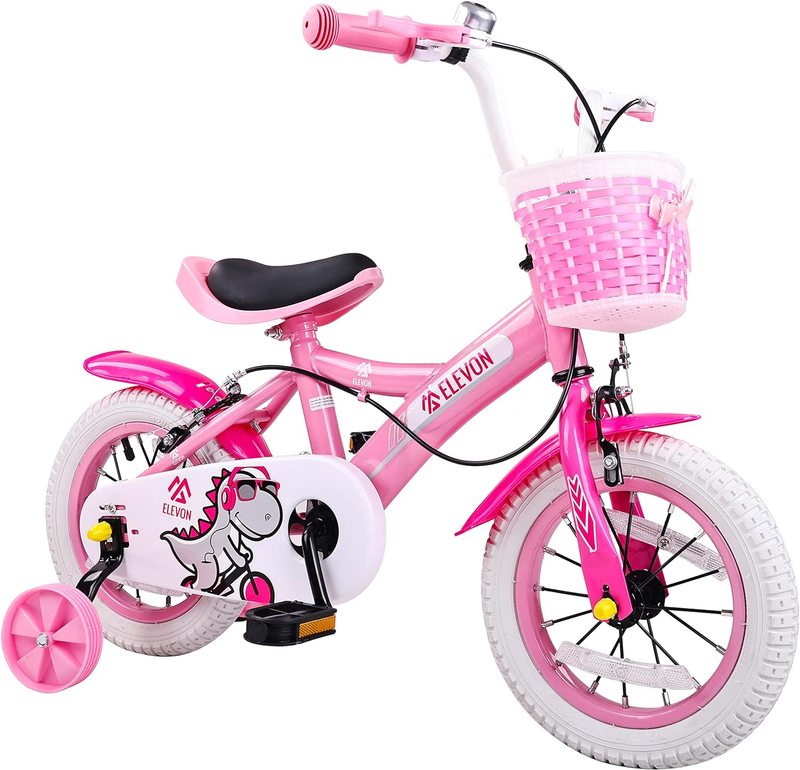 Dinos Kids Bike Kids Bicycle with Removable Training Wheels and Basket 12 Inch 1