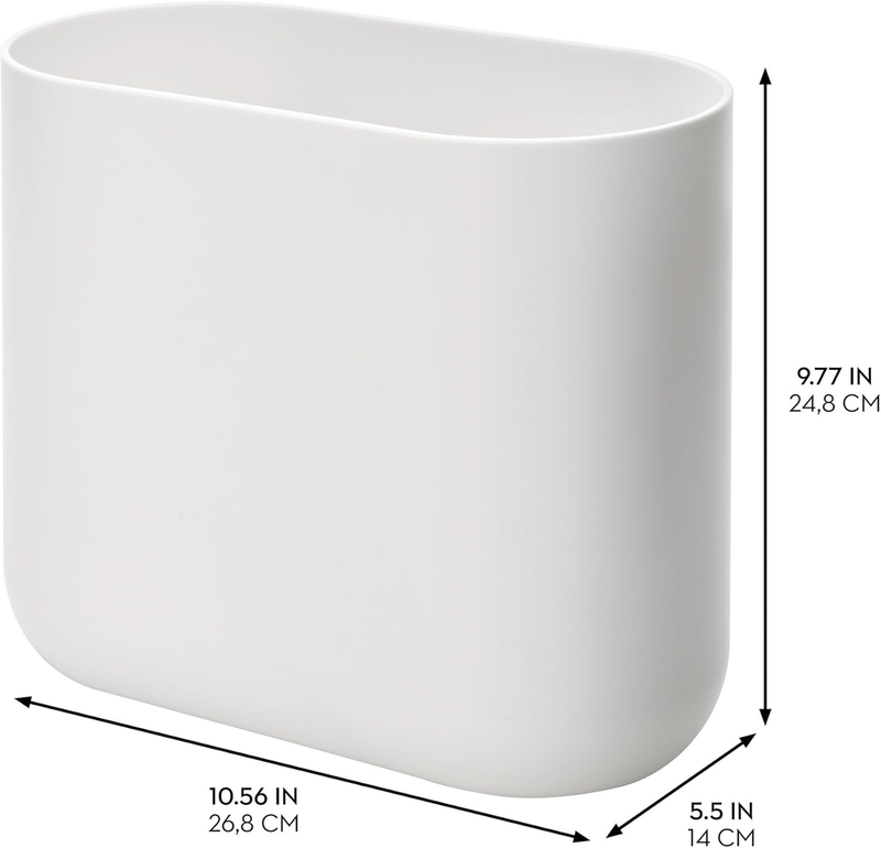 iDesign Cade Oval Slim Trash Can, Compact Waste Basket Garbage Can for Bathroom,