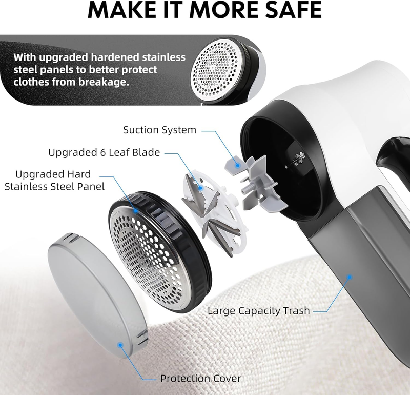 Electric Lint Remover Fabric Shaver for Clothes, Upholstery & Delicate Fabrics –