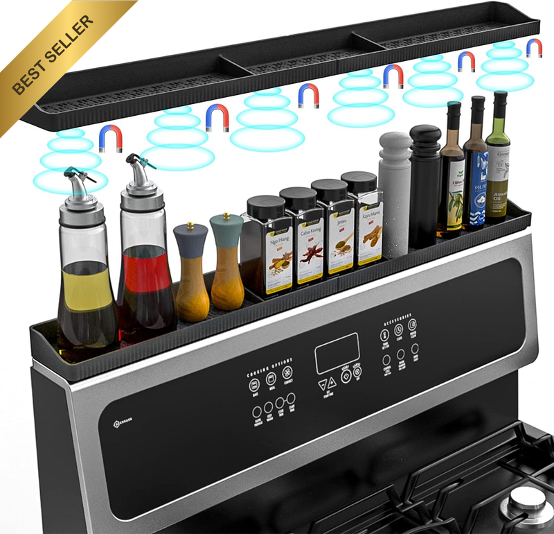 30Inch Magnetic Silicone Stove Top Shelf Heat Resistant Kitchen Spice Rack