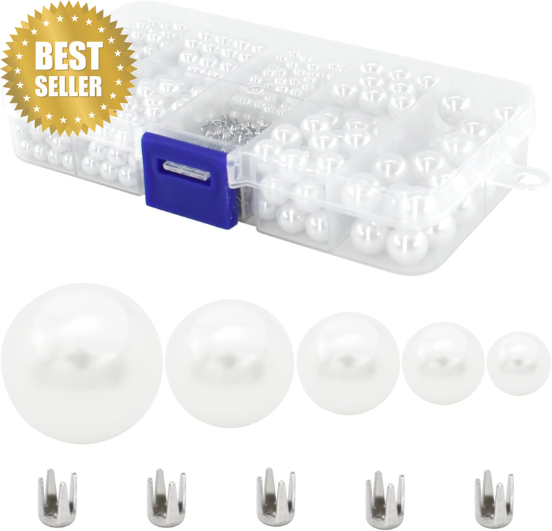 1670Pcs White Pearl Beads with Rivet Studs, Pearl Setting Machine Accessories 5