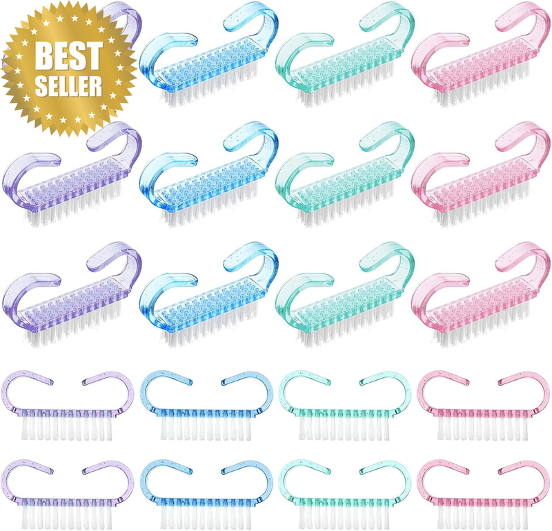 20 Pcs Nail Cleaning Brushes with Handles, Mini Plastic Nail Scrubbers for Finge