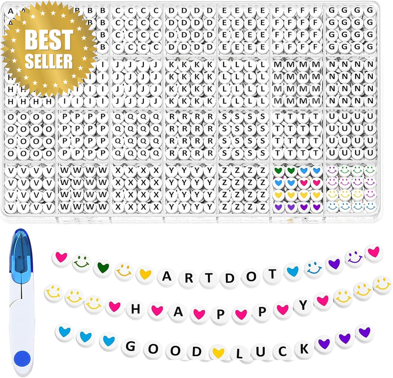1400 PCS Letter Beads,28 Styles Alphabet Beads with 10M String for Bracelet Maki