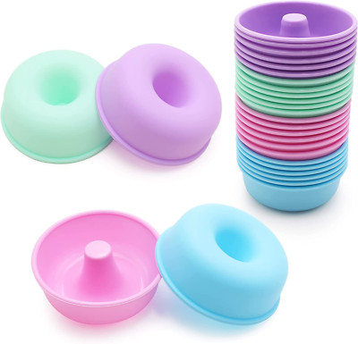24Pack Silicone Donut Pans for Baking, Nonstick round Doughnut, Reusable Baking 