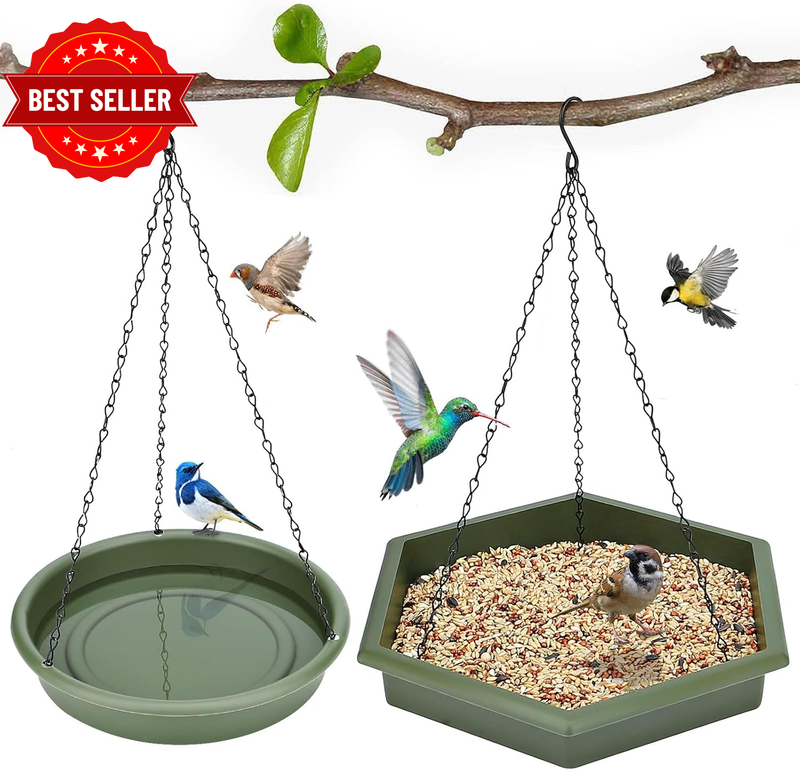 XL Hanging Bird Feeder & Bird Bath - 2-In-1 Bird Bath and Bird Feeder for Outdoo