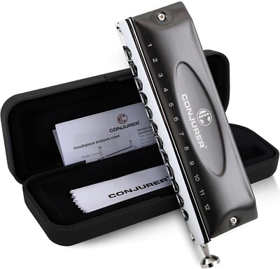 12 Hole 48 Tones Chromatic Harmonica with Case Key of C Professional Mouth Organ