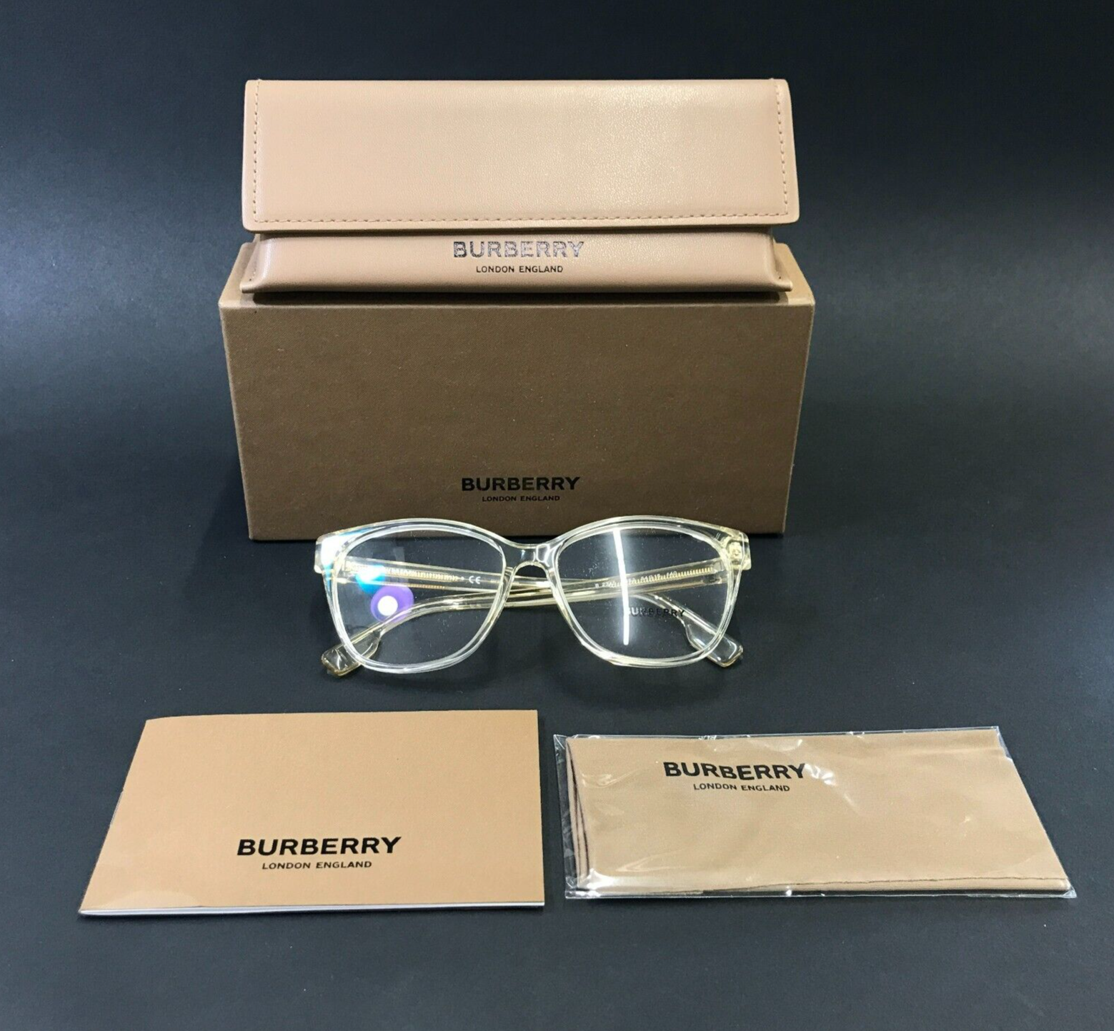 メガネ Burberry BE2345 3852 Clear Yellow Cat-Eye Frame BURBERRY BE2345 3852 Eyeglasses Transparent Yellow Frame