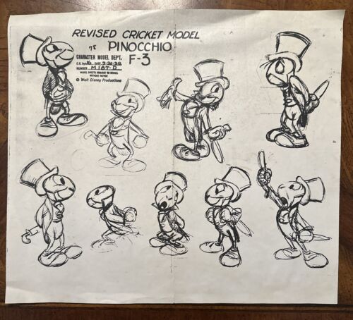Original Walt Disney Photostat Model Sheet Pinocchio Revised Original Walt Disney Photostat Model Sheet Pinocchio Revised