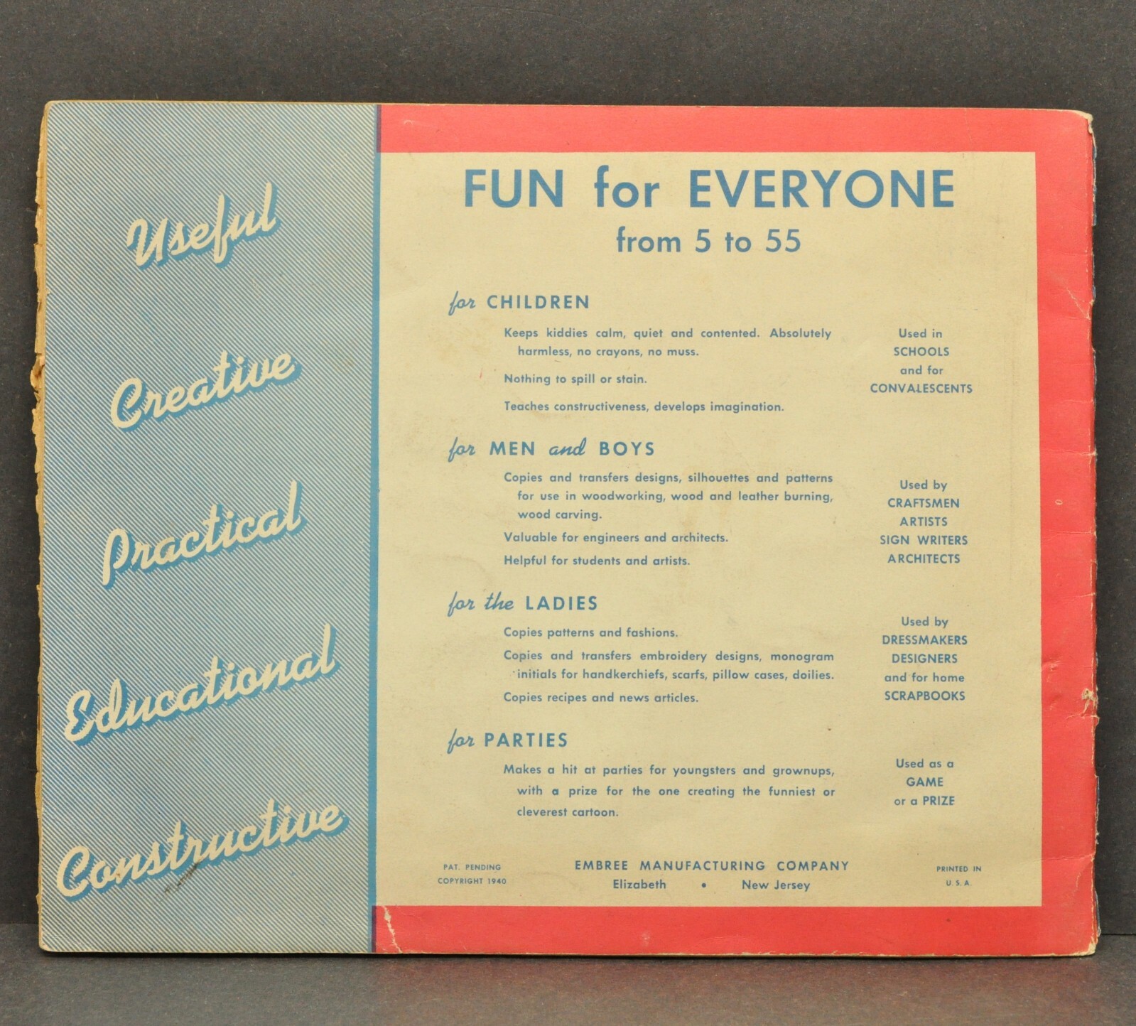 Vintage 1940 Kopeefun Magic Copy Paper Kit Cartoon Art Book