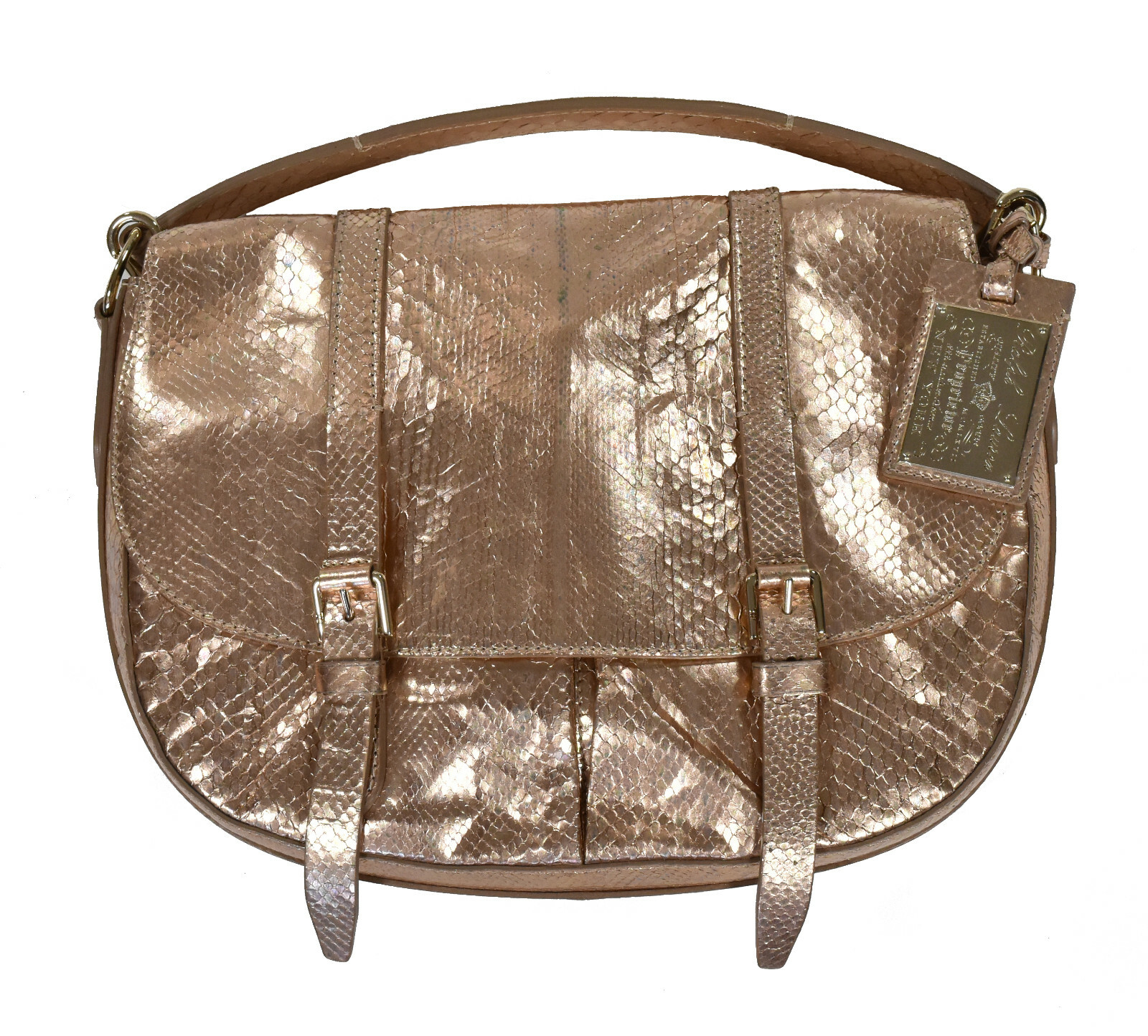 Ralph Lauren Purple Label Metallic Pink Python Messenger
