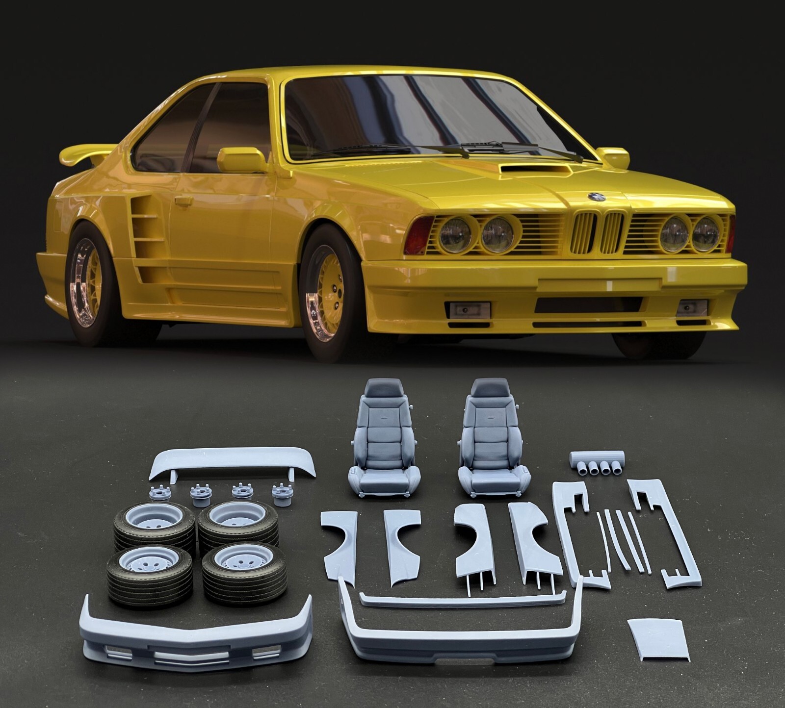 1:24 BMW E24 M635 CSI Gemballa Style Widebody Transkit for