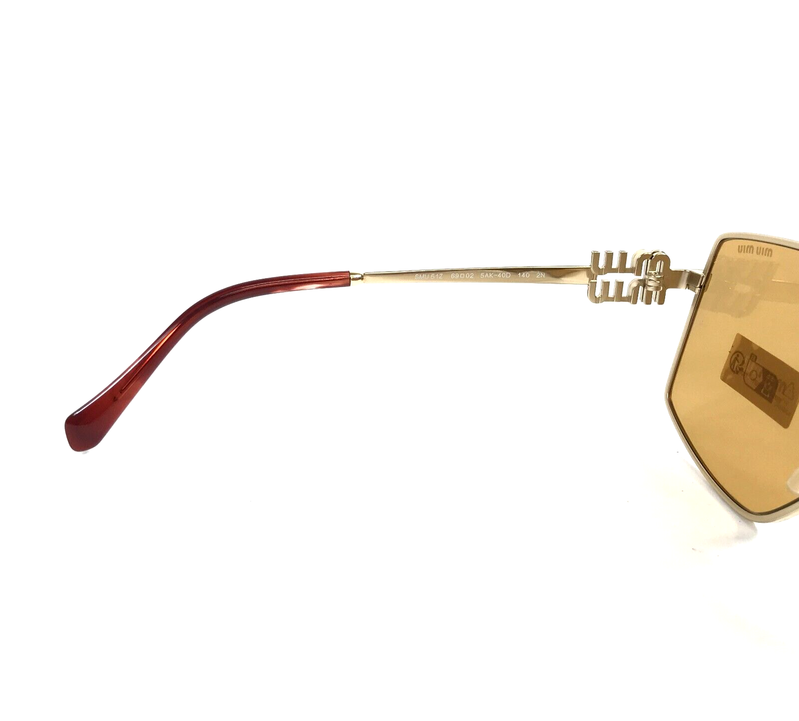 Pre-owned Miu Miu Sunglasses Smu51z 5ak-40d Pale Gold Geometric With Orange Mirror Lenses In Multicolor