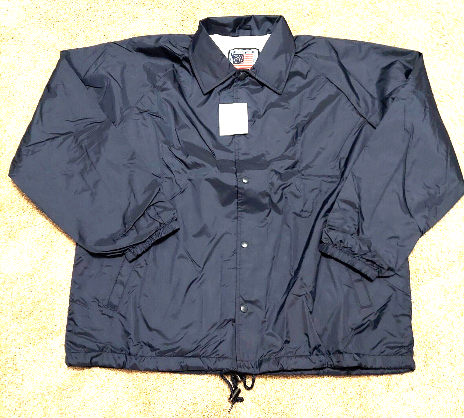 Security Jacket Men Large Blue Windbreaker Snap N Wear #8200-1 Waterproof, NEW