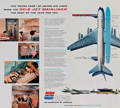 United Airlines Douglas DC-8-10 ((8.5''x11'')) Print