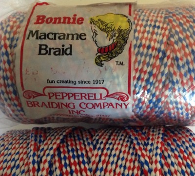 NOS Vintage Bonnie Macrame Braid Cord Yarn 100 Yds Skein 6mm Rope USA Patriotic
