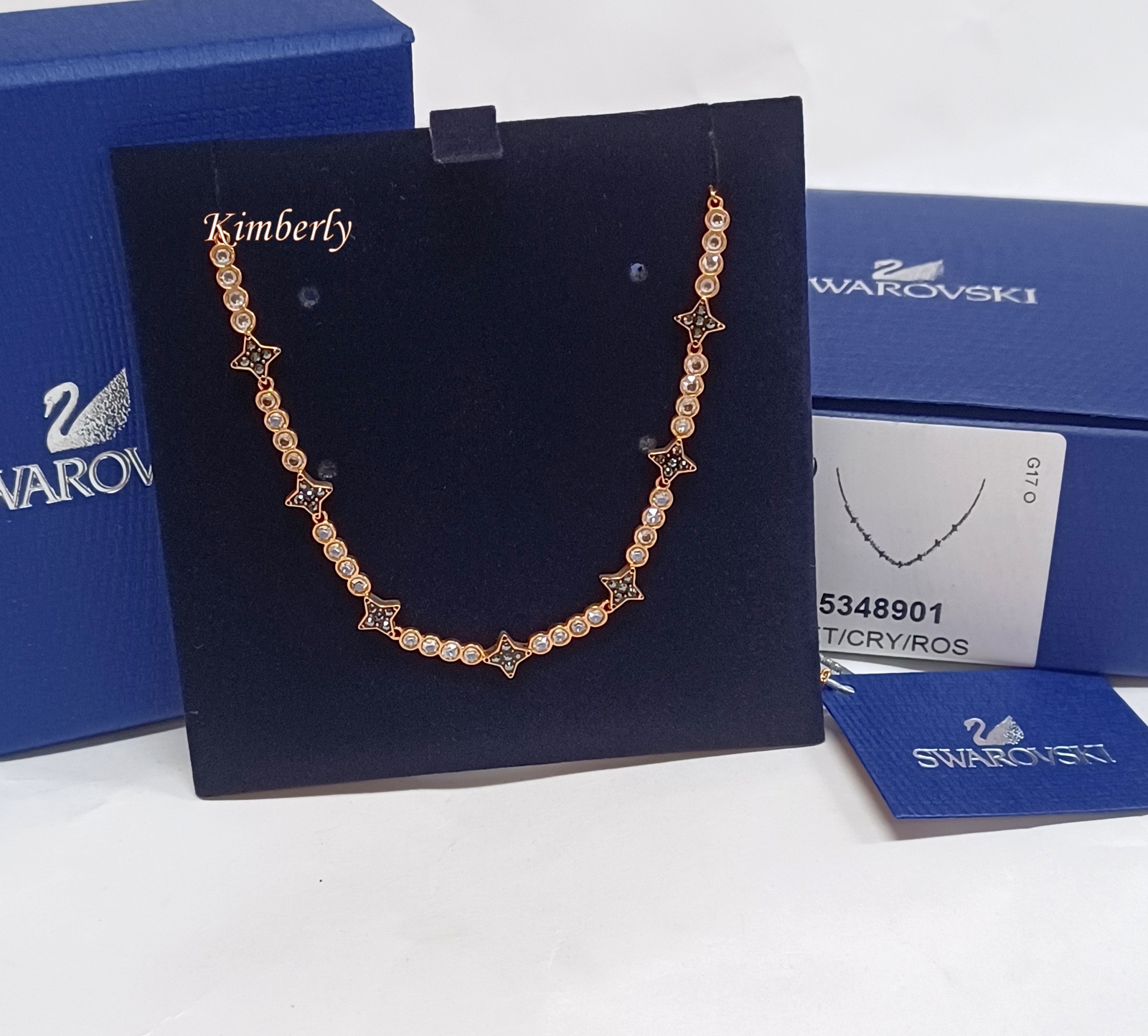 Swarovski Halve Necklace STAR Jet Crystal Rose Gold-PVD