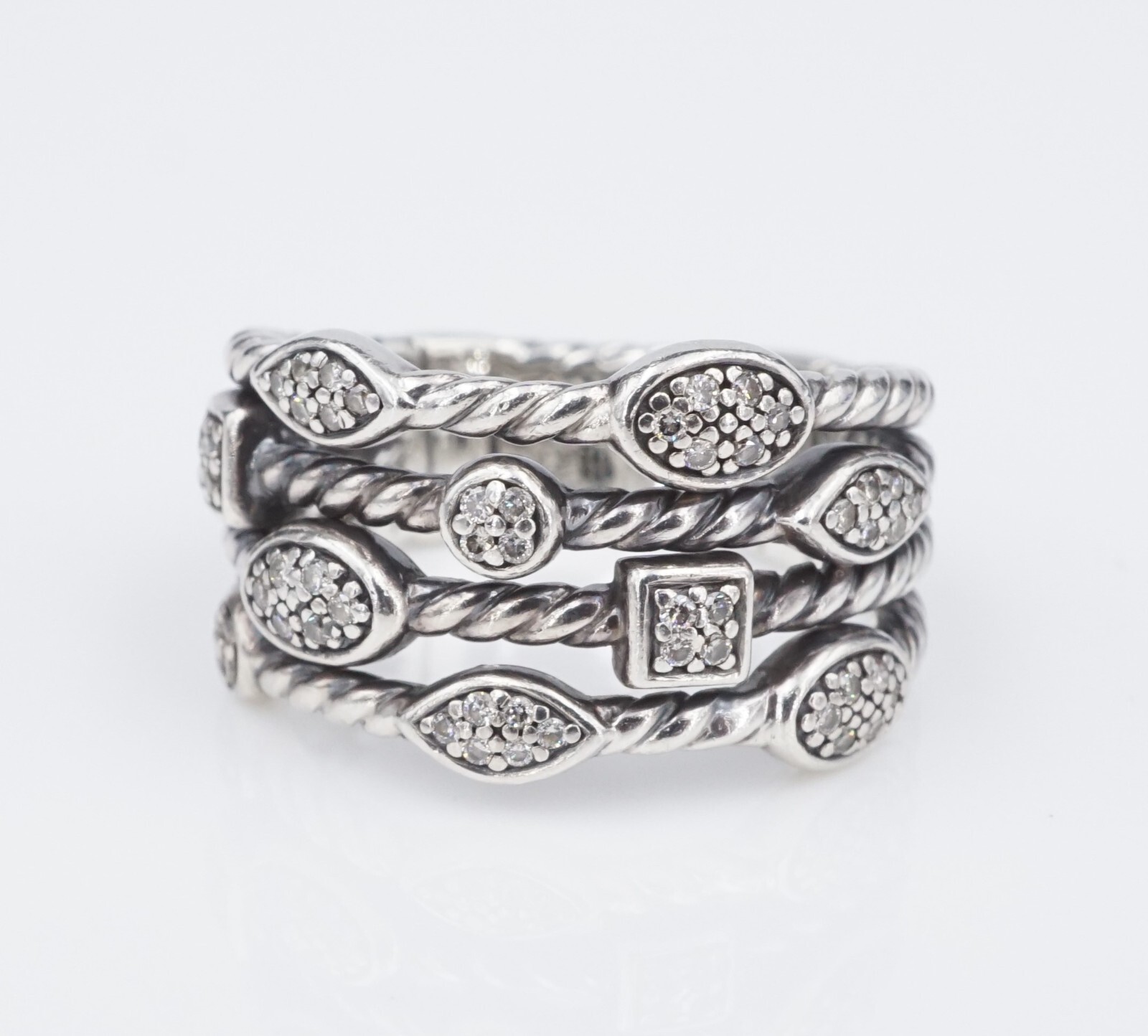 David Yurman Confetti Band Ring 4 Row Diamond Sterling David Yurman Confetti Band Ring 4 Row Diamond Sterling