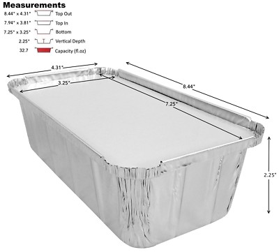 D&W Fine Pack 2 lb. Aluminum Foil Loaf/Bread Pan Tins w/Foil Board Lid 50 Sets