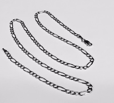 Pre-owned Tex 14k White Gold 22" Mens Solid Figaro Curb Link Chain/necklace 3.8 Mm 11 Grams In No Stone