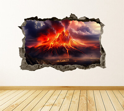 Volcano Wall Decal 3D AI Graphic Art Sticker Decor Mural Poster Vinyl  KW179