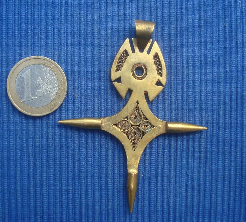 B33  Belle Croix Du Sud Ancienne Laiton AjourÃ© Filigrane Pendentif Bijou