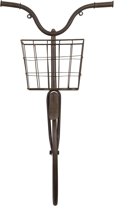 DA6000 Iron Bike Shape Wall Decor with Basket, Rust 30.00" X