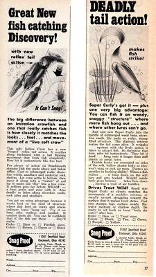 1978 SNAG PROOF SUPER CURLY / CRAW PRINT AD,  CLASSIC FISHING LURES PRINT AD