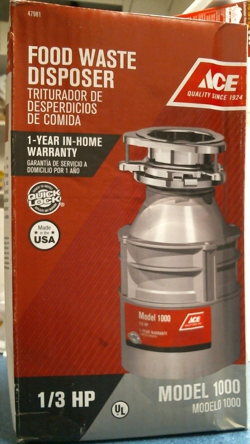 Ace 1/3 hp Garbage Disposal; Ace 1/3 hp Garbage Disposal Ace 1/3 hp Garbage Disposal; Ace 1/3 hp Garbage Disposal