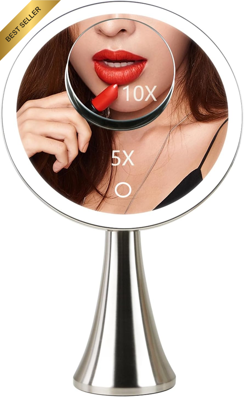 9Inch Lighted round Makeup Vanity Mirror, 5X/10X Dual Magnification with Ultra B
