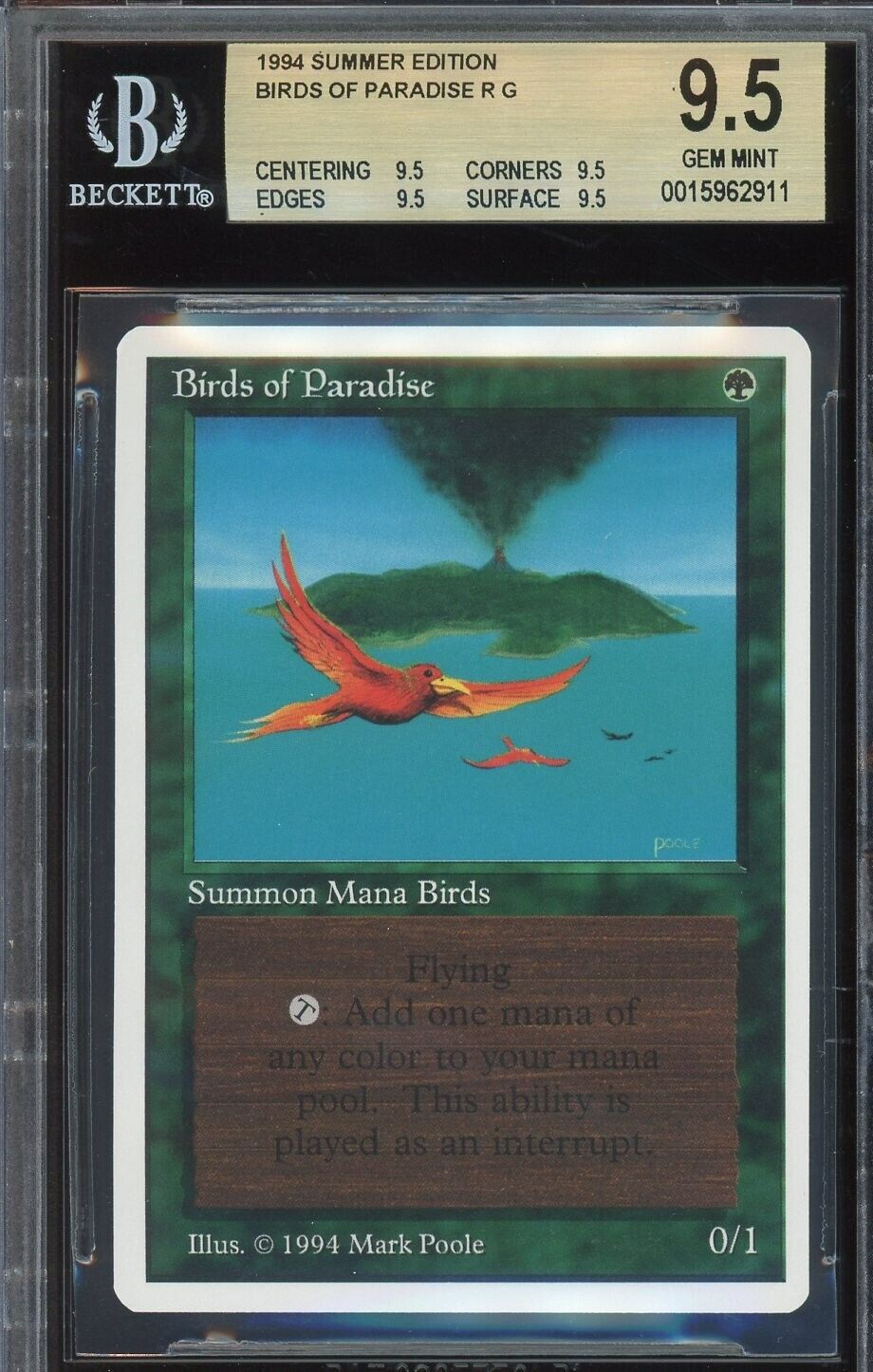 QUAD ~ GEM MINT BGS 9.5 Summer Magic/MTG Birds Of Paradise QUAD ~ GEM MINT BGS 9.5 Summer Magic/MTG Birds Of Paradise