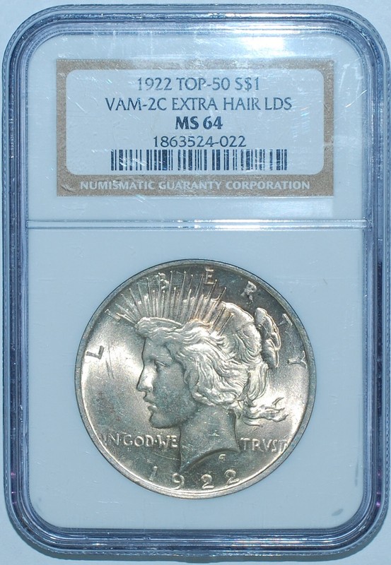 1922 P NGC MS64 VAM-2C2 Late Die State Extra Hair