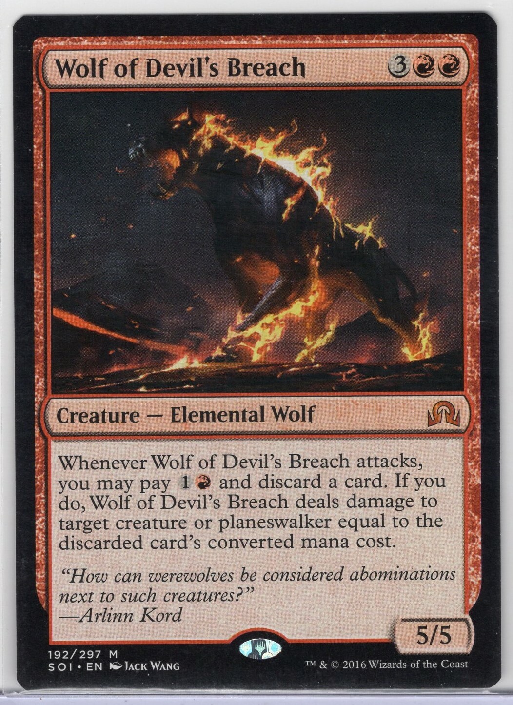 Wolf of Devil's Breach 1x FOIL SOI MTG Shadows Over Innistrad Mythic MINT red Wolf of Devil's Breach 1x FOIL SOI MTG Shadows Over Innistrad Mythic MINT red