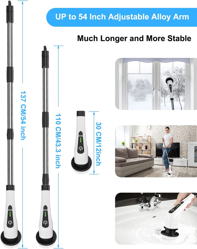 Electric Spin Scrubber, Cordless Cleaning Brush with 8 Replaceable Brush Heads,