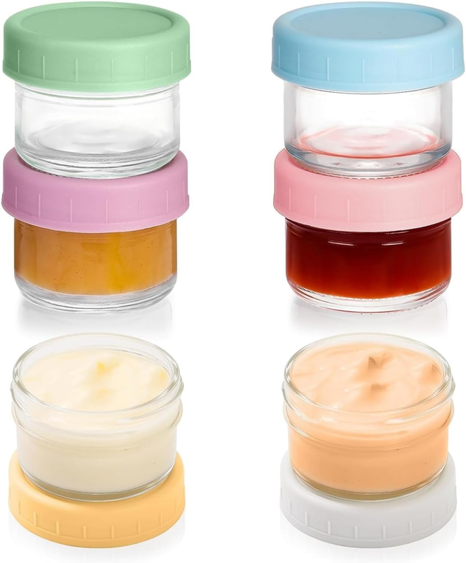 6 Pack Salad Dressing Container to Go,1.7 Oz Lidded Glass Small Container,Reusab