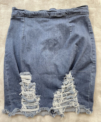 Distressed Denim skirt Women's Size L Fashion Nova Summer casual