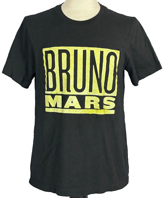Bruno Mars Adult Large Black World Tour Concert T-Shirt (L Boston Los Angeles)