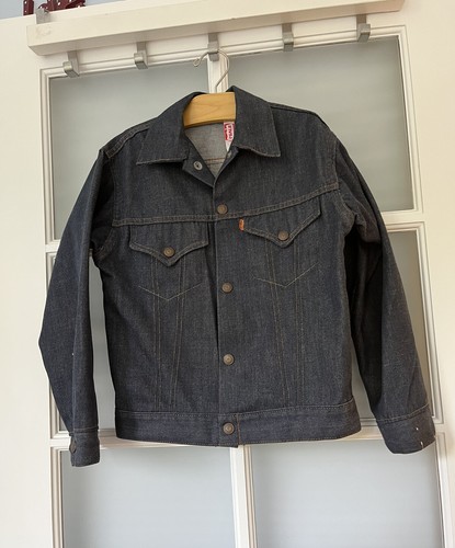 RARE VINTAGE Levis Big E Orange Tab Denim Jean Jacket Dark