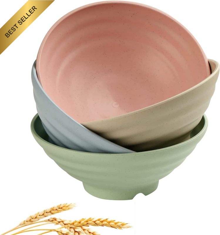 Lightweight Wheat Straw Cereal Bowls Unbreakable Dinner Dishes Bowl Set Dishwash