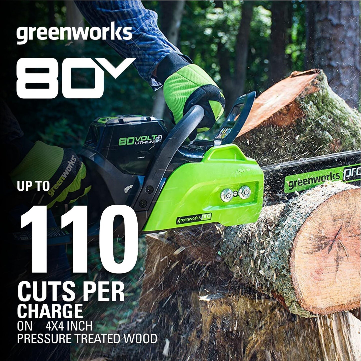 Greenworks Pro 80V 16 inch Cordless Chainsaw CSB402 CS80L01, Tool Only