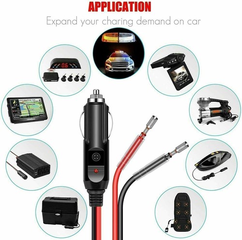 2Pcs Fused Male Car Cigarette Lighter Socket Plug Connector Cable Leads 12V~24V