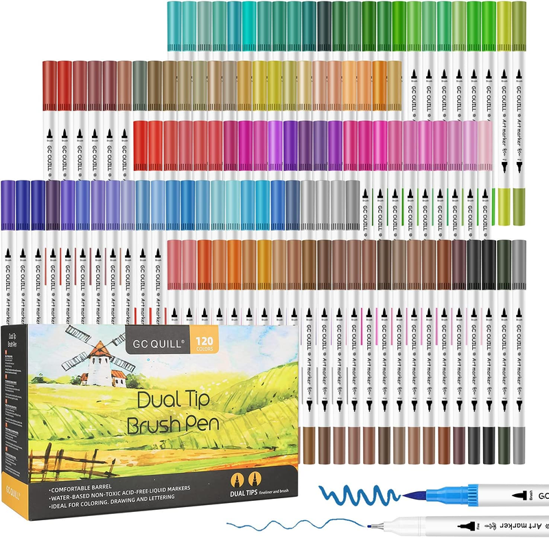, Fine And Brush Tip Markers For Adult Col