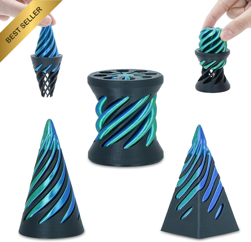 3 Packs Impossible Spiral Cone Fidget Toys,3D Printed Pyramid Passthrough Sculpt