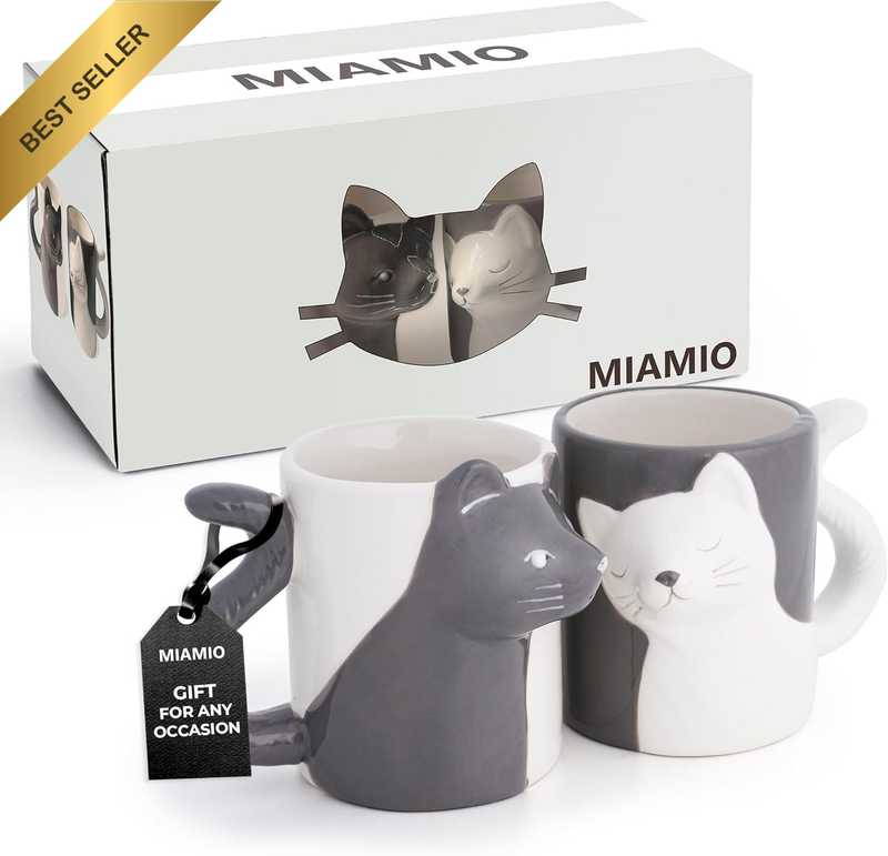 - Kissing Cat Mugs Set/Coffee Cups, Cat Lover Gifts for Men/Women - Signature Co