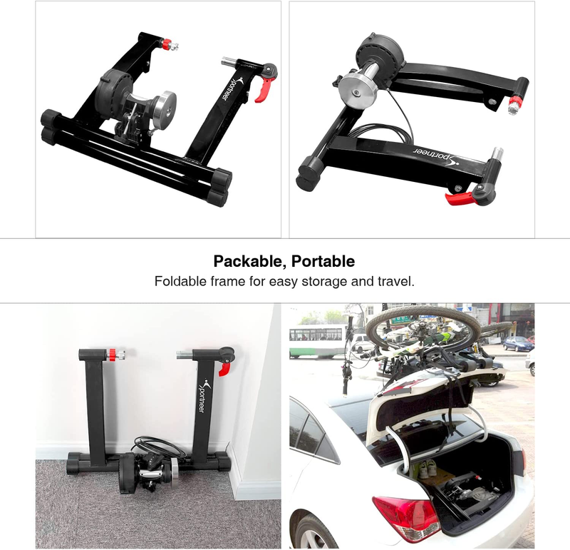 Bike Trainer - Magnetic Stationary Bike Stand for 26-28" & 700C Wheels - Adjusta