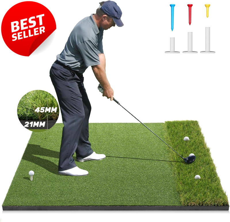 Dual Turf Golf Hitting Mat 5x4 6x4 Ft Thick Indoor Outdoor Practice - US